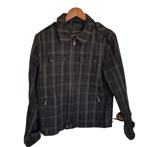 INC International Concepts Men's Black/Gray Plaid Jacket Size Small - Picture 1 of 8